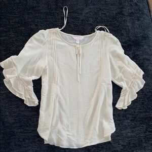 Women's Cream Ruffle Sleeve Top